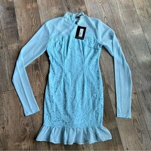 PrettyLittleThing Light Blue Lace Trim Top